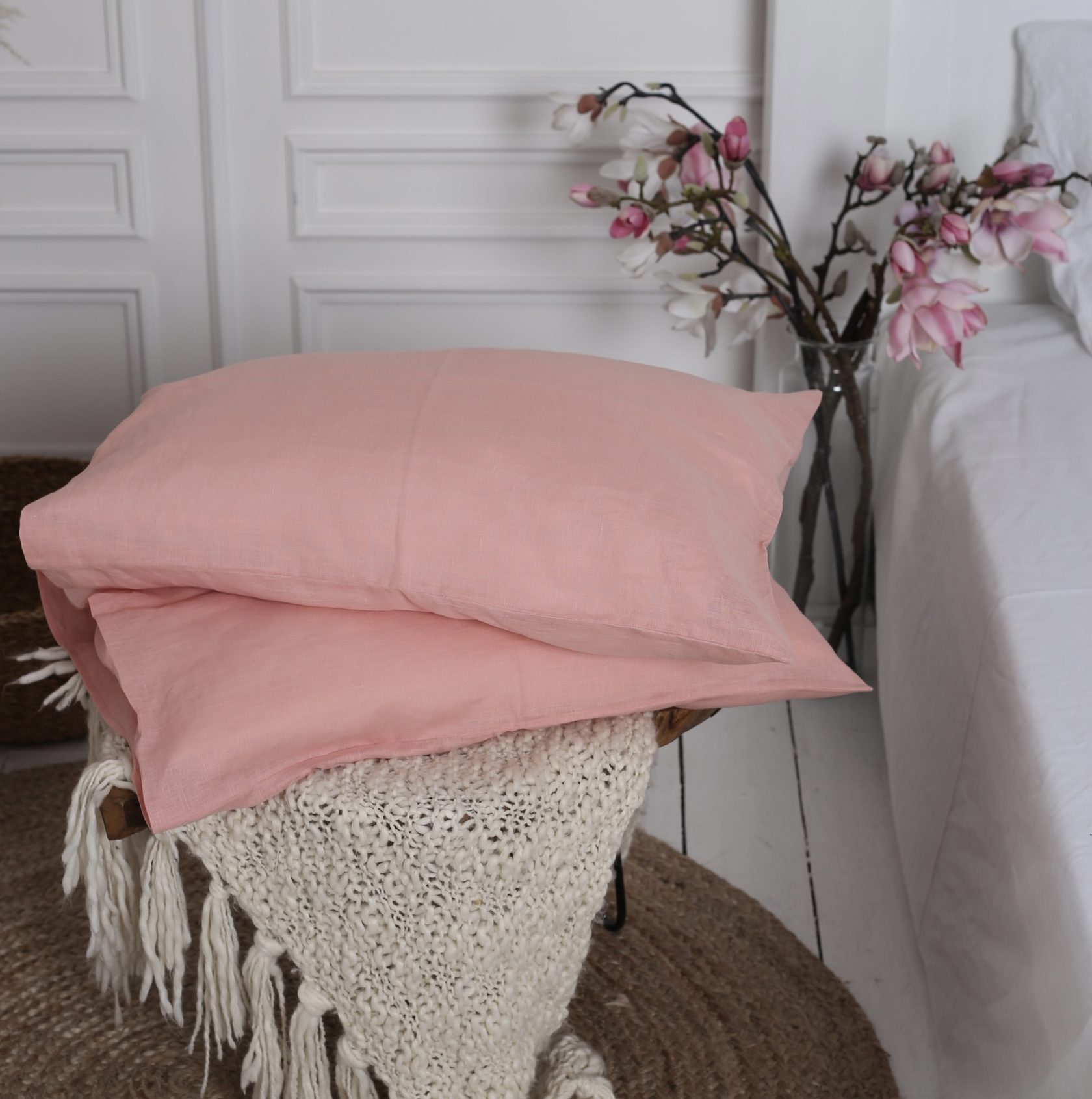 

Крафтова наволочка Luxury Linen на блискавці льон 30х50 см 2шт Peach