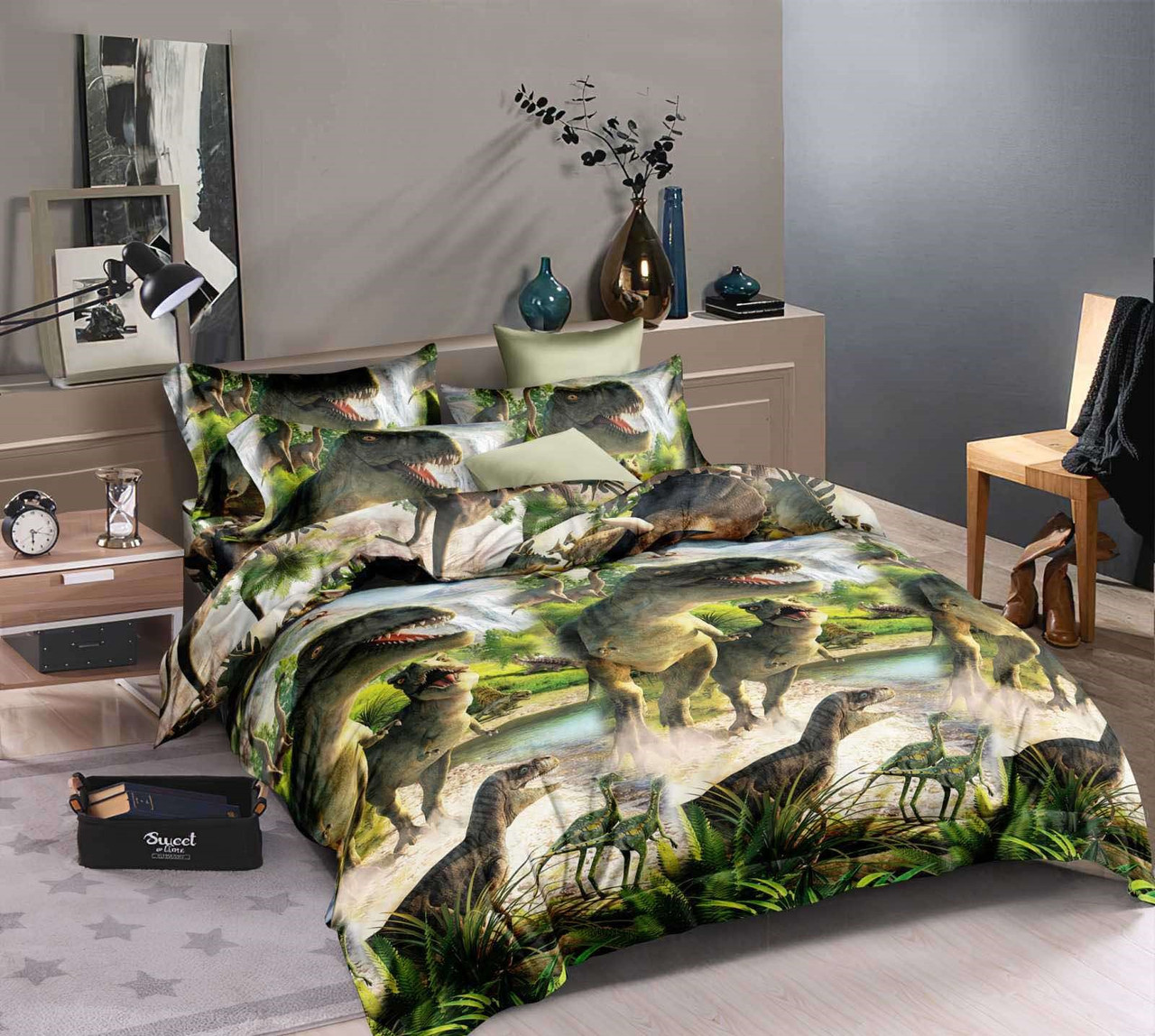 

Комплект постельного белья Динозавры Krispol двуспальный Ранфорс 180*220(520.883582)