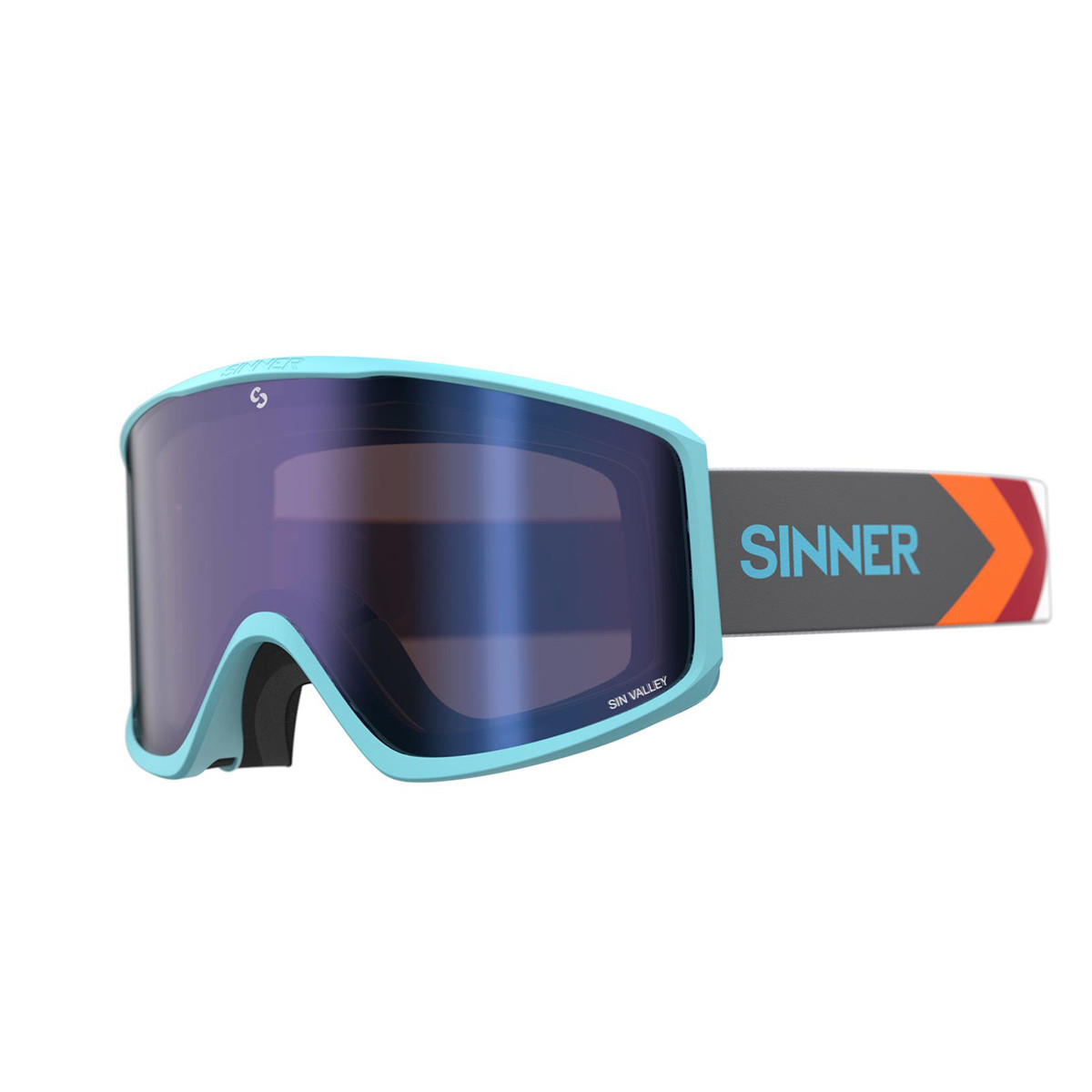 

Маска гірськолижна Sinner Sin Valley Matte Light Blue-Blue Mir + Orange