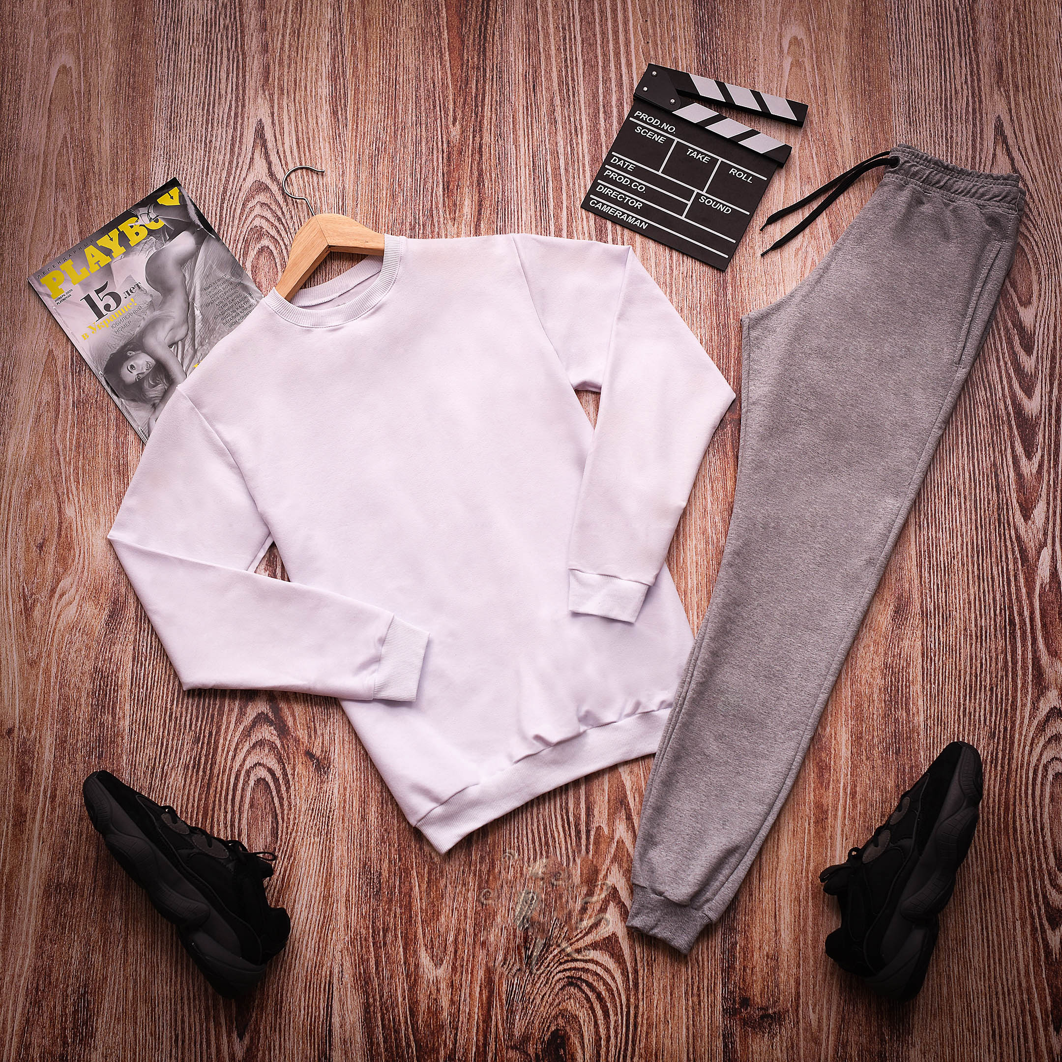 

Мужской спортивный костюм двойка Fashion Man OC2356 рL бело-серый