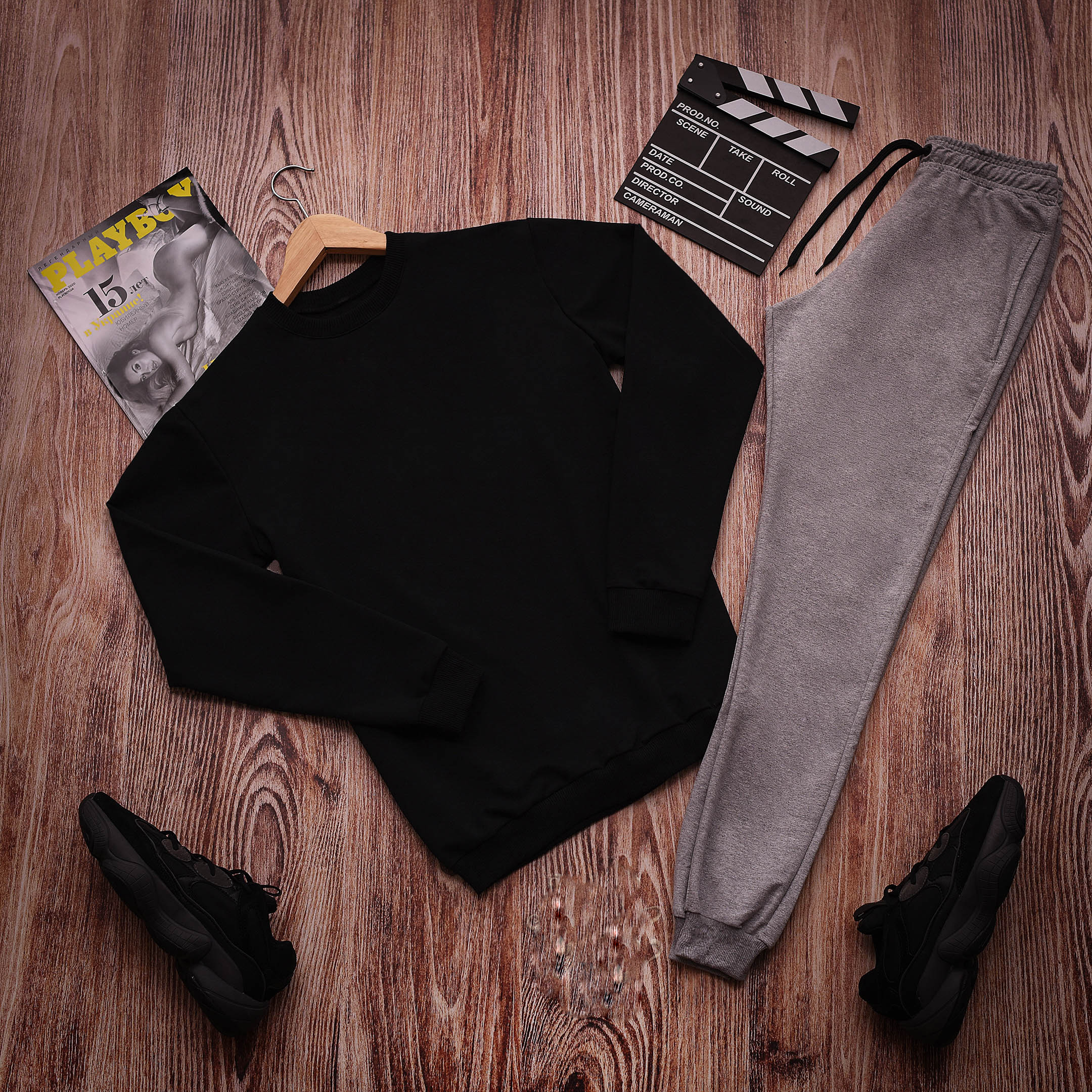 

Мужской спортивный костюм двойка Fashion Man OC23546 рXXL черно-серый