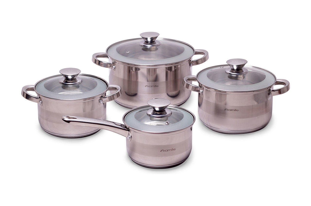 

Набор посуды нержавеющий Kamille - 2,9 x 3,9 x 6,5 x 2,1л (4 шт.) TRG-54277