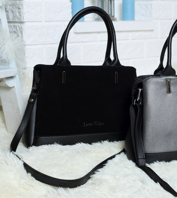 

Натуральная замшевая женская сумка Lucherino 627 черная (LCH)