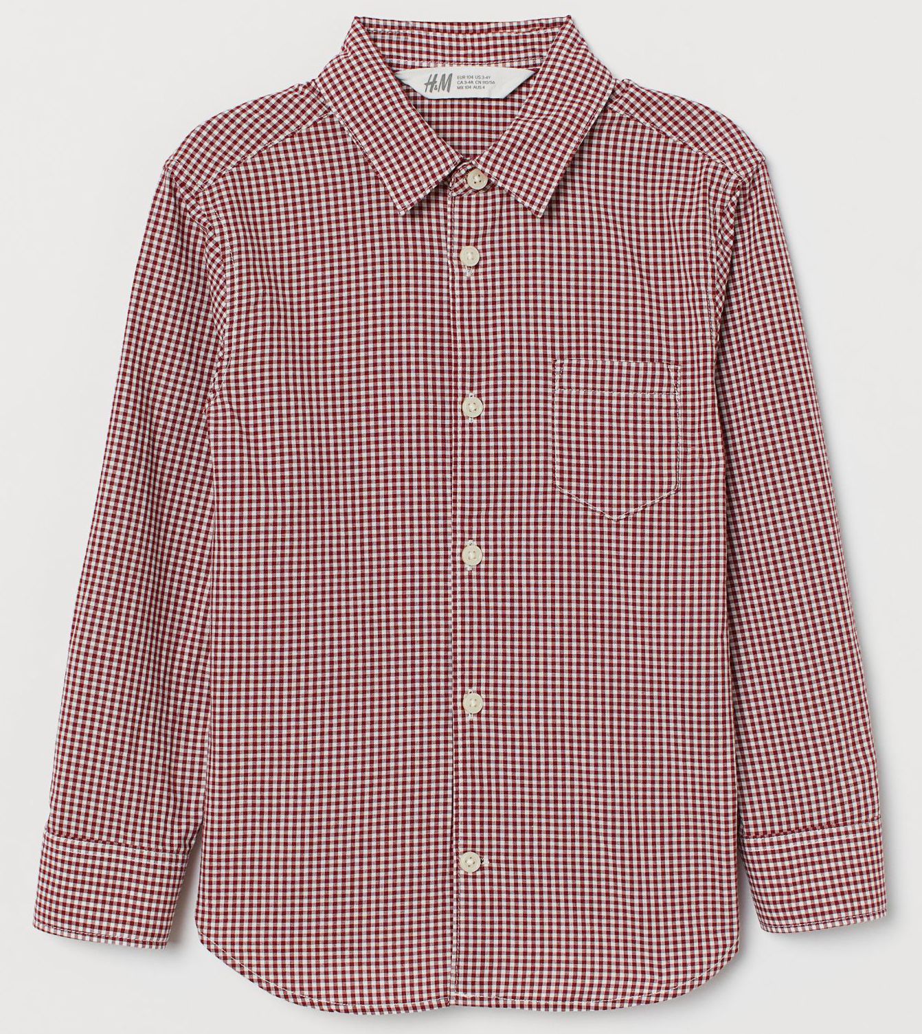

Рубашка H&M 1902-7969720 110 см Темно-красный/Клетка