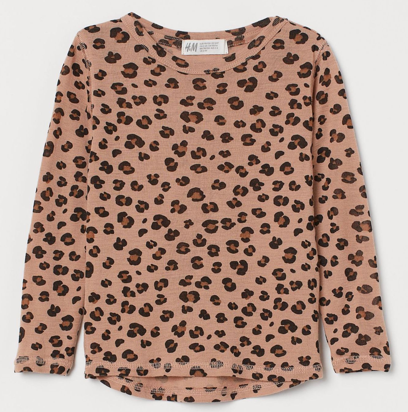 

Футболка с длинными рукавами H&M 060879744 110-116 см Бежевый/Леопардовый принт