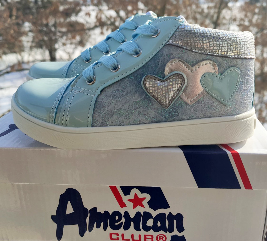 

Черевички для дівчинки зі змійкою American Club GC 02/19 блакитного кольору. 27