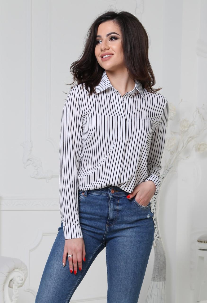 

Женская рубашка Fashion Girl "Felicity" - белый с черным, Женская рубашка Fashion Girl "Felicity" 42-44 белый с черным