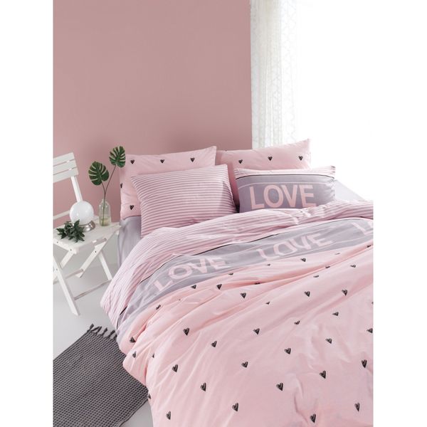 

Постельное белье Lotus Home Perfect Ranforce - Love you лиловый семейный