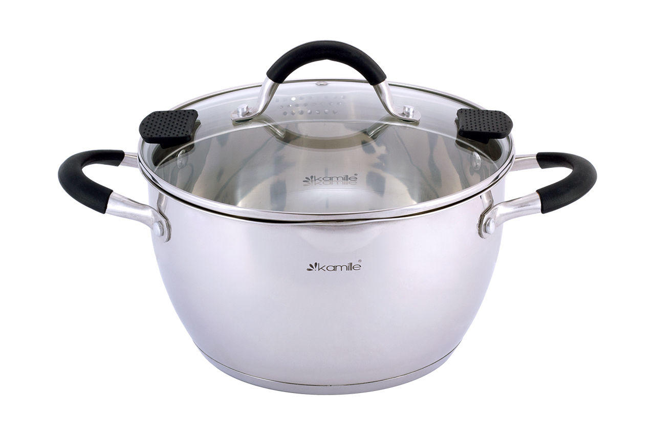 

Кастрюля нержавеющая Kamille Ø24 см 6 л, с крышкой и силиконовыми ручками (5750)