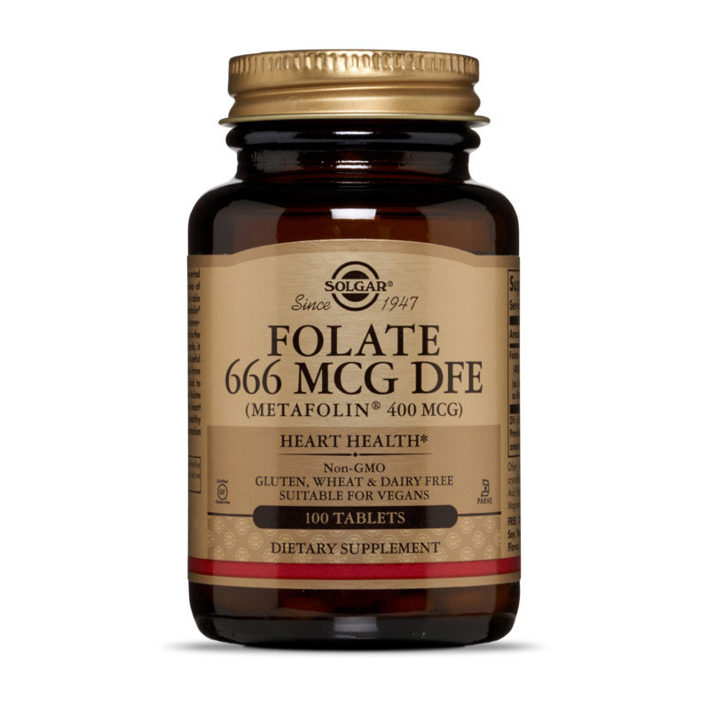 

Фолиевая кислота Solgar Folate 666 mcg DFE (Metafolin 400 mcg) (100 tabs)