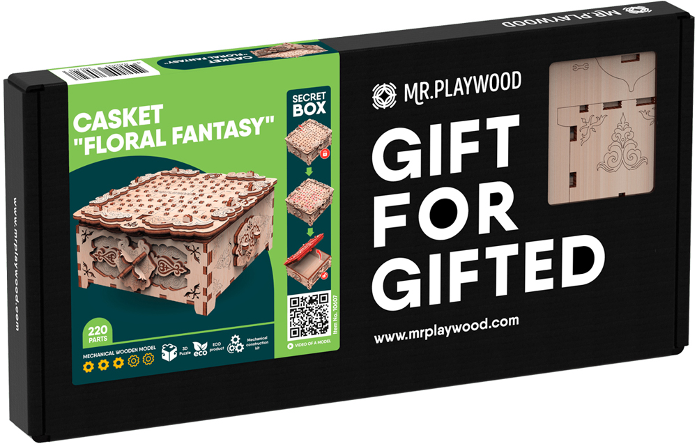 

Конструктор объемный из дерева Mr.Playwood Шкатулка Цветочная Фантазия 220 деталей (4820204380328)