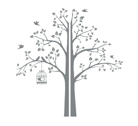 

Интерьерная наклейка IdeaClock Tree with a cage, corner 190х195 см Серый телеком(62274-46-53)