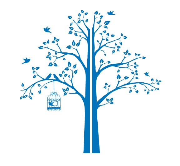 

Интерьерная наклейка IdeaClock Tree with a cage, corner 190х195 см Небесно-голубой(62274-46-32)