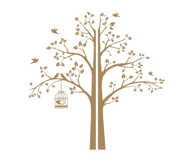 

Интерьерная наклейка IdeaClock Tree with a cage, corner 190х195 см Светло-коричневый(62274-46-47)