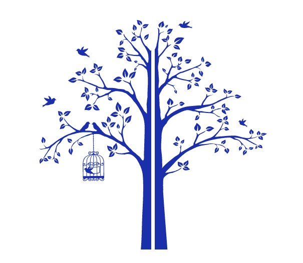 

Интерьерная наклейка IdeaClock Tree with a cage, corner 190х195 см Ярко-синий(62274-46-26)