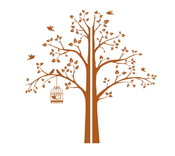 

Интерьерная наклейка IdeaClock Tree with a cage, corner 190х195 см Ореховый(62274-46-46)