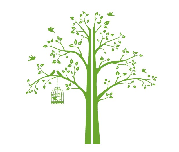 

Интерьерная наклейка IdeaClock Tree with a cage, corner 190х195 см Липово-зеленый(62274-46-44)