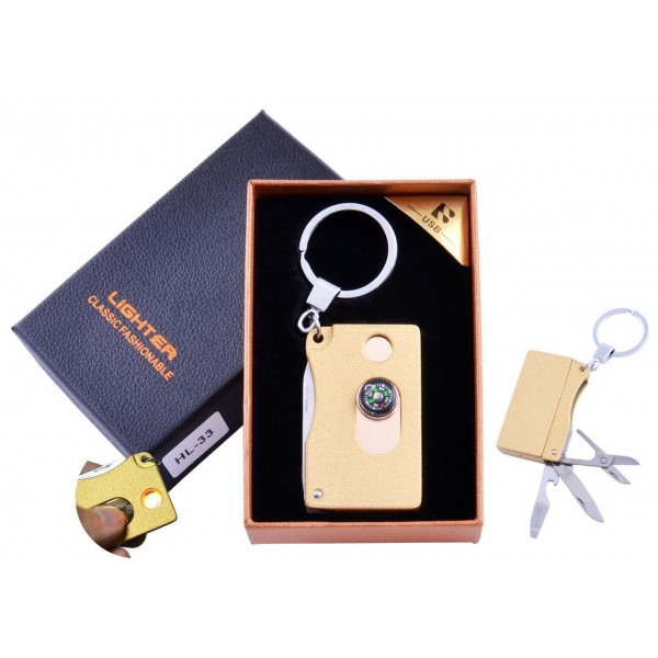 

Зажигалка-брелок в подарочной коробке Lighter (USB, Спираль накаливания) №HL-33 Gold