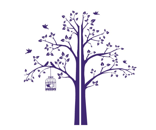 

Интерьерная наклейка IdeaClock Tree with a cage, corner 190х195 см Пурпурный(62274-46-15)