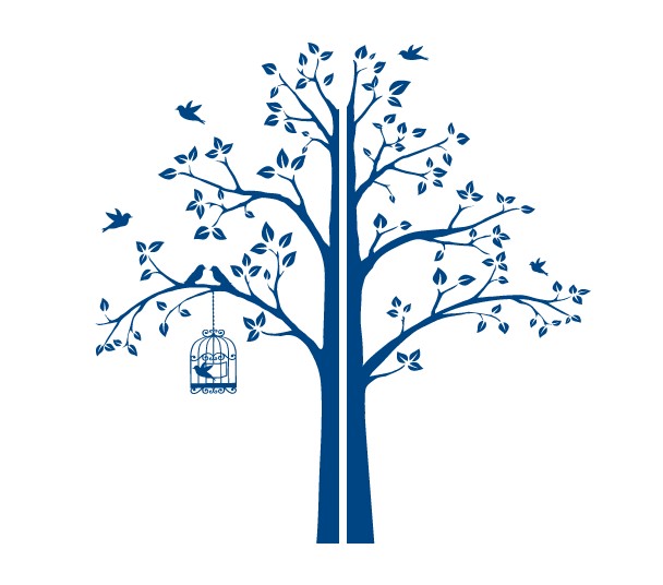 

Интерьерная наклейка IdeaClock Tree with a cage, corner 190х195 см Генциановый синий(62274-46-29)