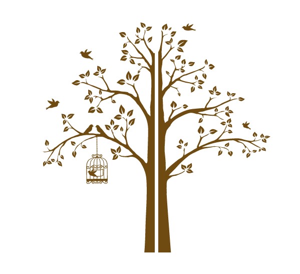

Интерьерная наклейка IdeaClock Tree with a cage, corner 190х195 см Медный(62274-46-58)