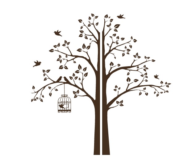 

Интерьерная наклейка IdeaClock Tree with a cage, corner 190х195 см Коричневый(62274-46-45)