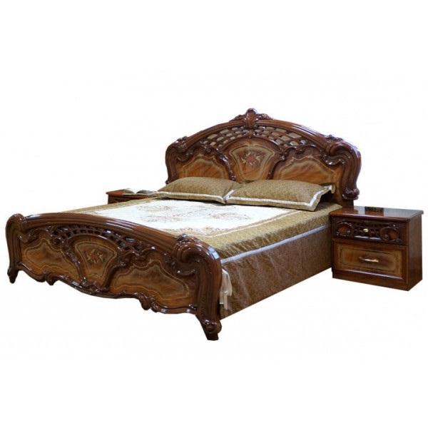 

Кровать двуспальная из ДСП 180*200 Кармен Новая Орех Світ меблів с ламелевым каркасом