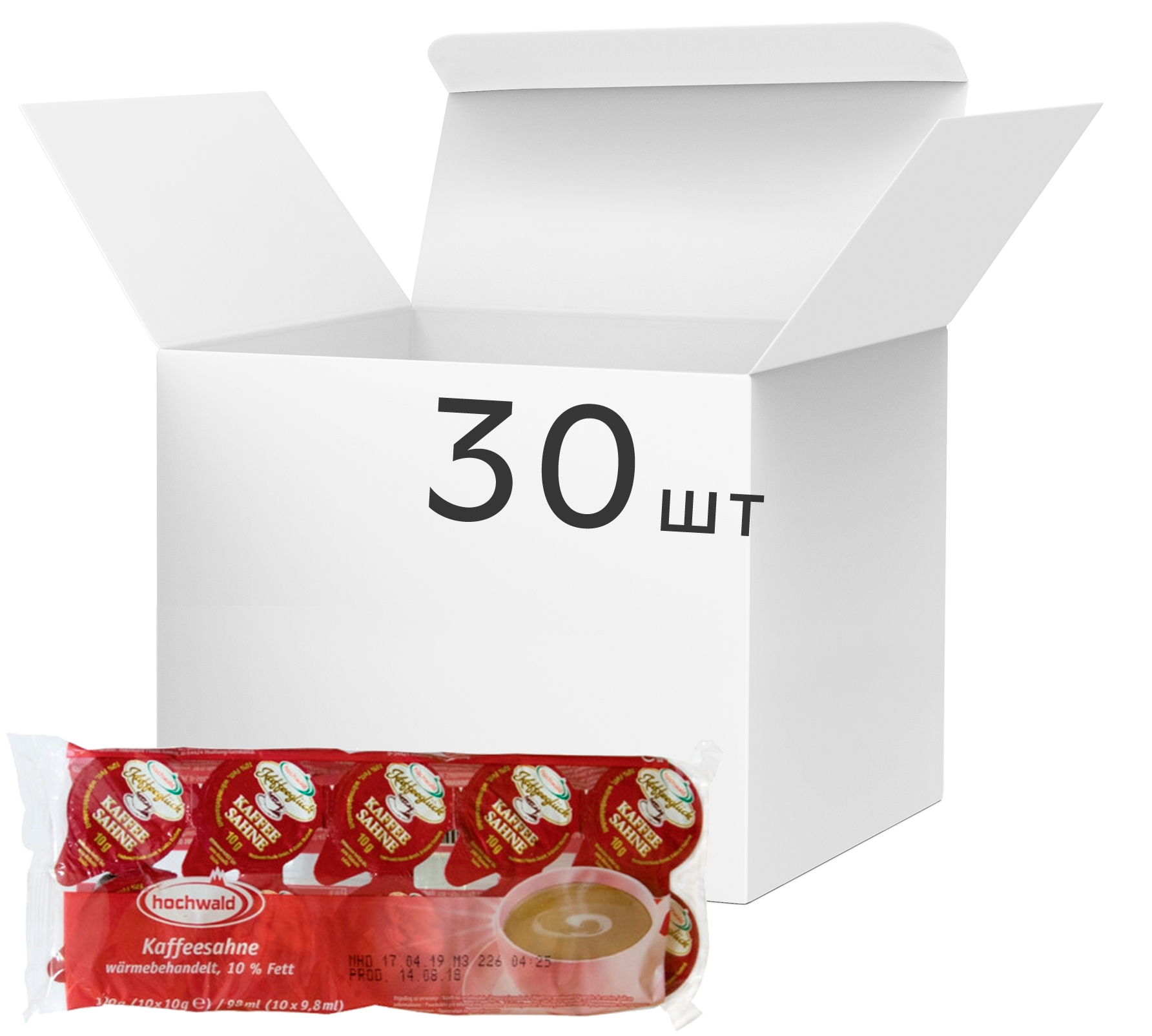 Акція на Упаковка порционных сливок Hochwald 10% к кофе 30 пачек по 10 шт х 10 г (4001431002652_4001431002652) від Rozetka UA
