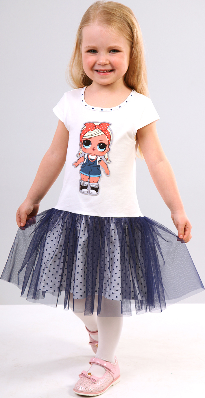 

Платье фатиновое Vidoli G-19825S-1 98 см Молочное с синим