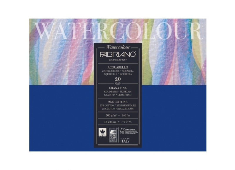 

Склейка для акварели Watercolour Fabriano 12л 300г 24х32см