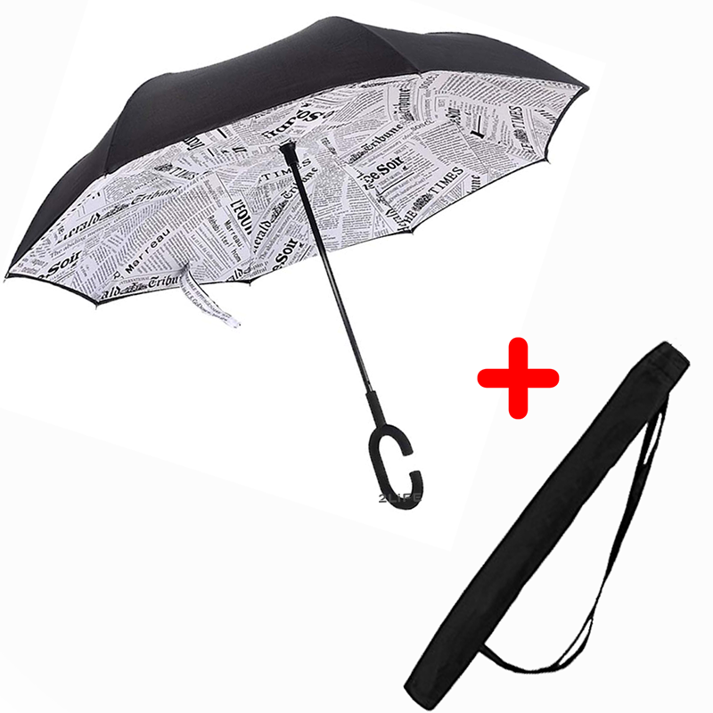 

Зонт обратного сложения Up-brella Journal White + чехол (n-74)