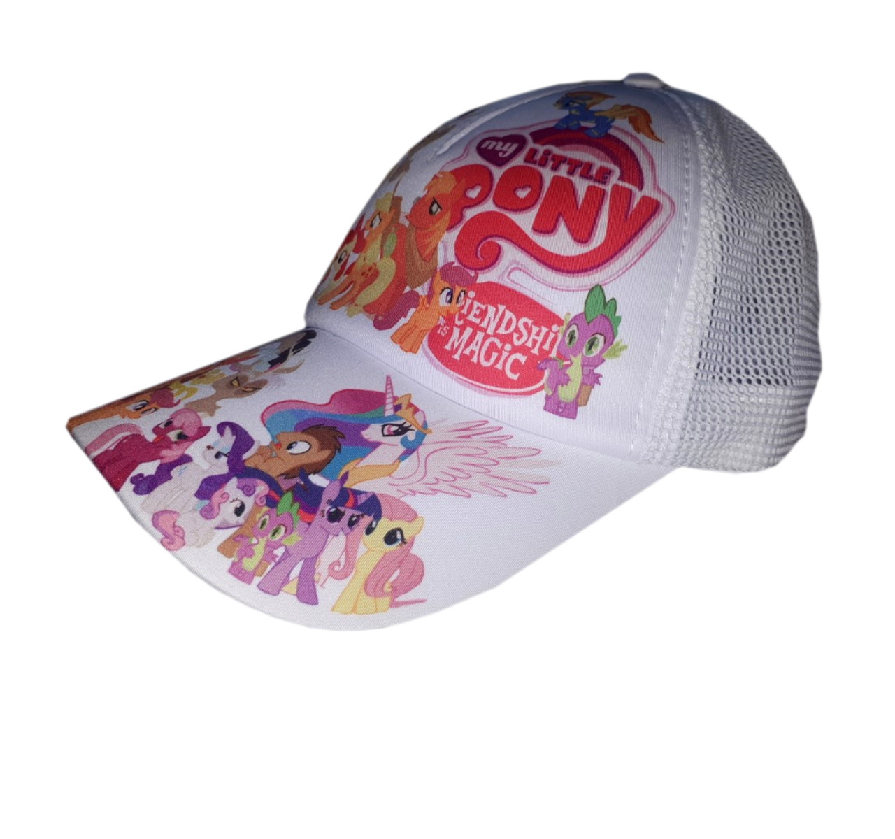 

Детская летняя кепка Пони с сеточкой, цвет белый, бейсболка Little Pony из гипоаллергенной ткани.