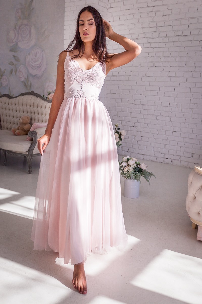 

Вечернее длинное кружевное платье FashionYouWant  пудра 43425308, Вечернее длинное кружевное платье FashionYouWant S пудра 43425308