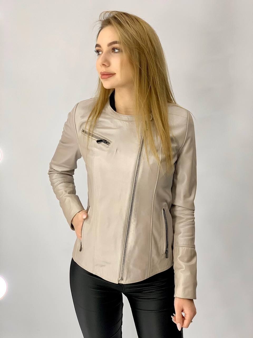 Женская кожаная куртка Vizon Z-36 XS Бежевый – низкие цены, кредит ...