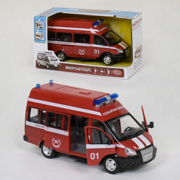 

Машинка инерционная Play Smart Микроавтобус Пожарная охрана со светозвуковыми эффектами 18 см Красный (41637)