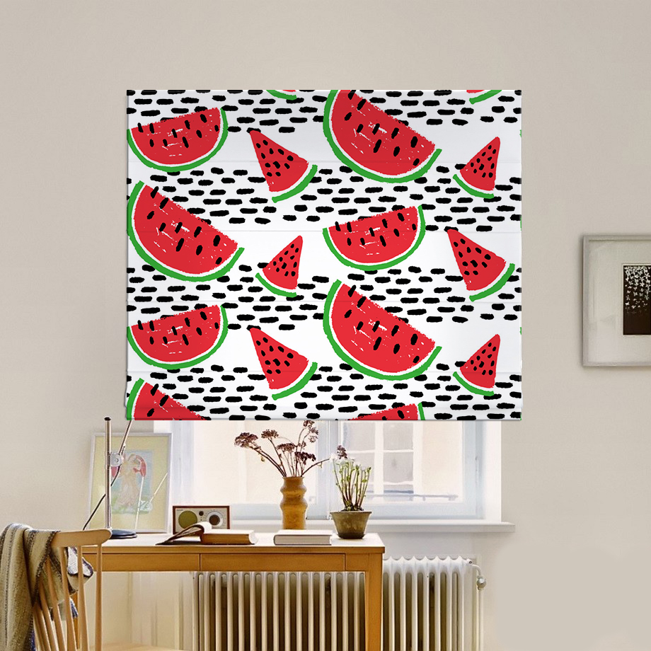 

Римская штора система Classic InHt Фотопечать Арбуз 15-070 Джуси Велюр 230х170 см