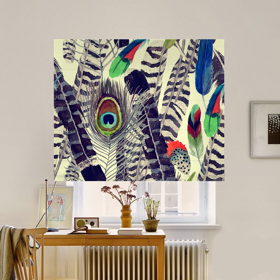 

Римская штора система Classic InHt Фотопечать Перья 15-020 Джуси Велюр 140х170 см