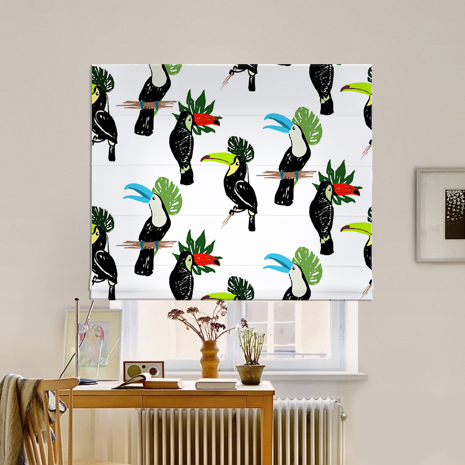 

Римская штора система Classic InHt Фотопечать Туканы 15-068 Джуси Велюр 210х170 см