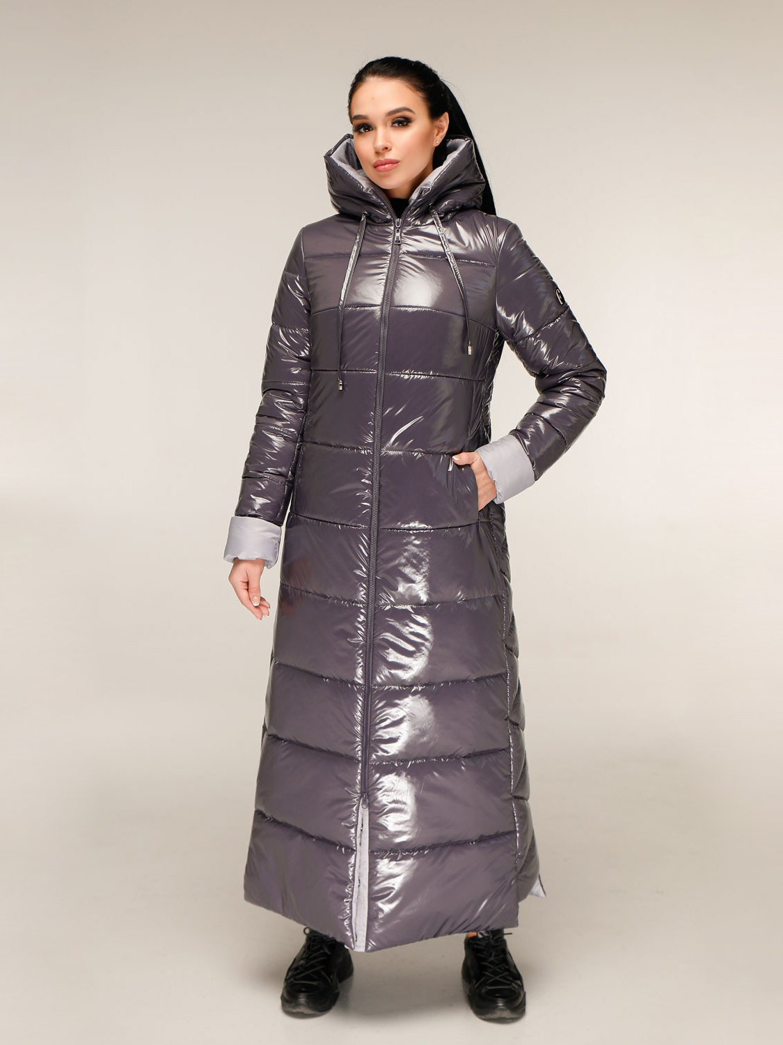 Акція на Куртка зимова довга жіноча Favoritti ПВ-1202-Лак 54 Темно-сіра від Rozetka
