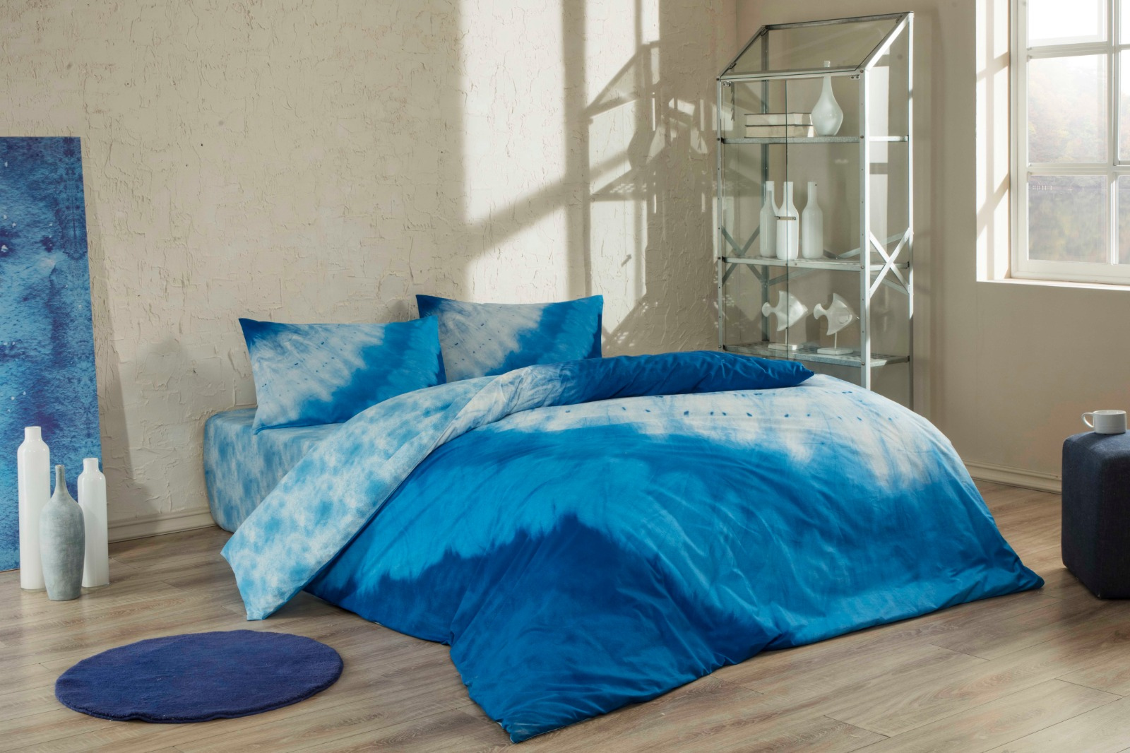 

Комплект постельного белья Tac ранфорс Antibacterial Horizon V01 евро голубой