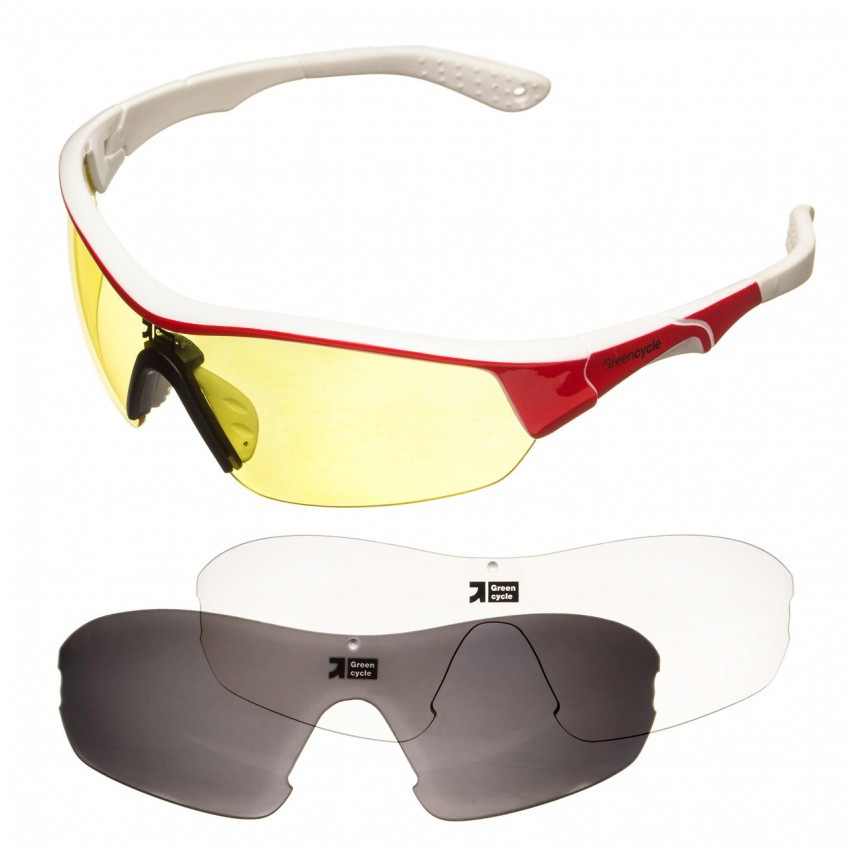 

Окуляри велосипедні Green Cycle GGL-313 3 Lenses White-Red
