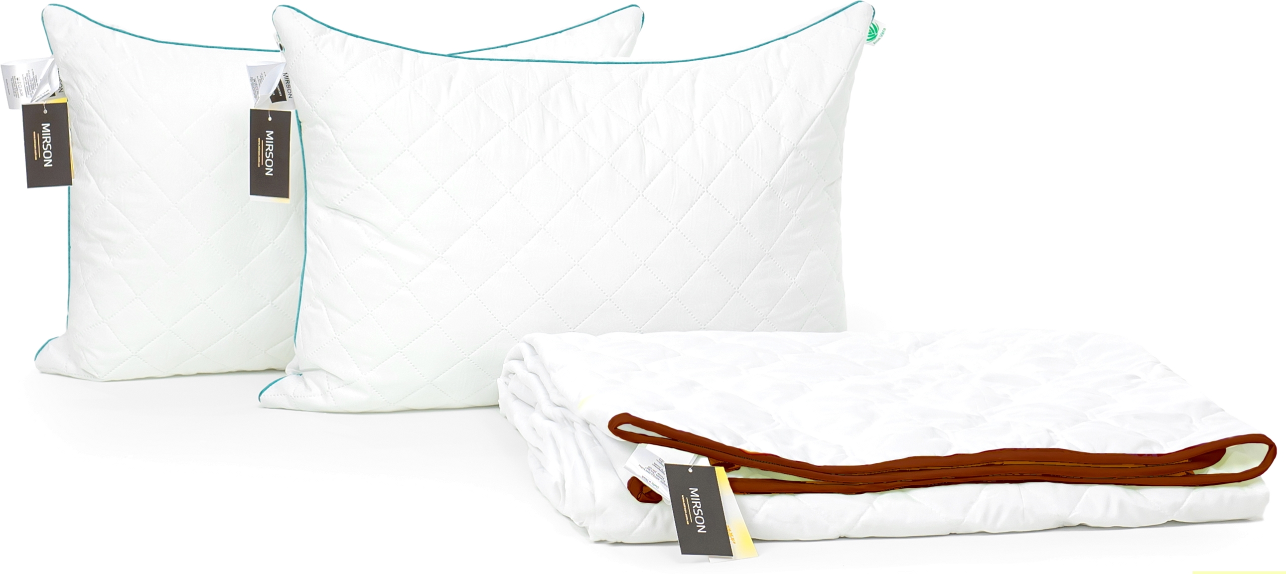 

Набор с шерстяным волокном Mirson Eco Лето "Aloe Vera" №3667 одеяло 172x205 см + 2 подушки 50х70 см средние