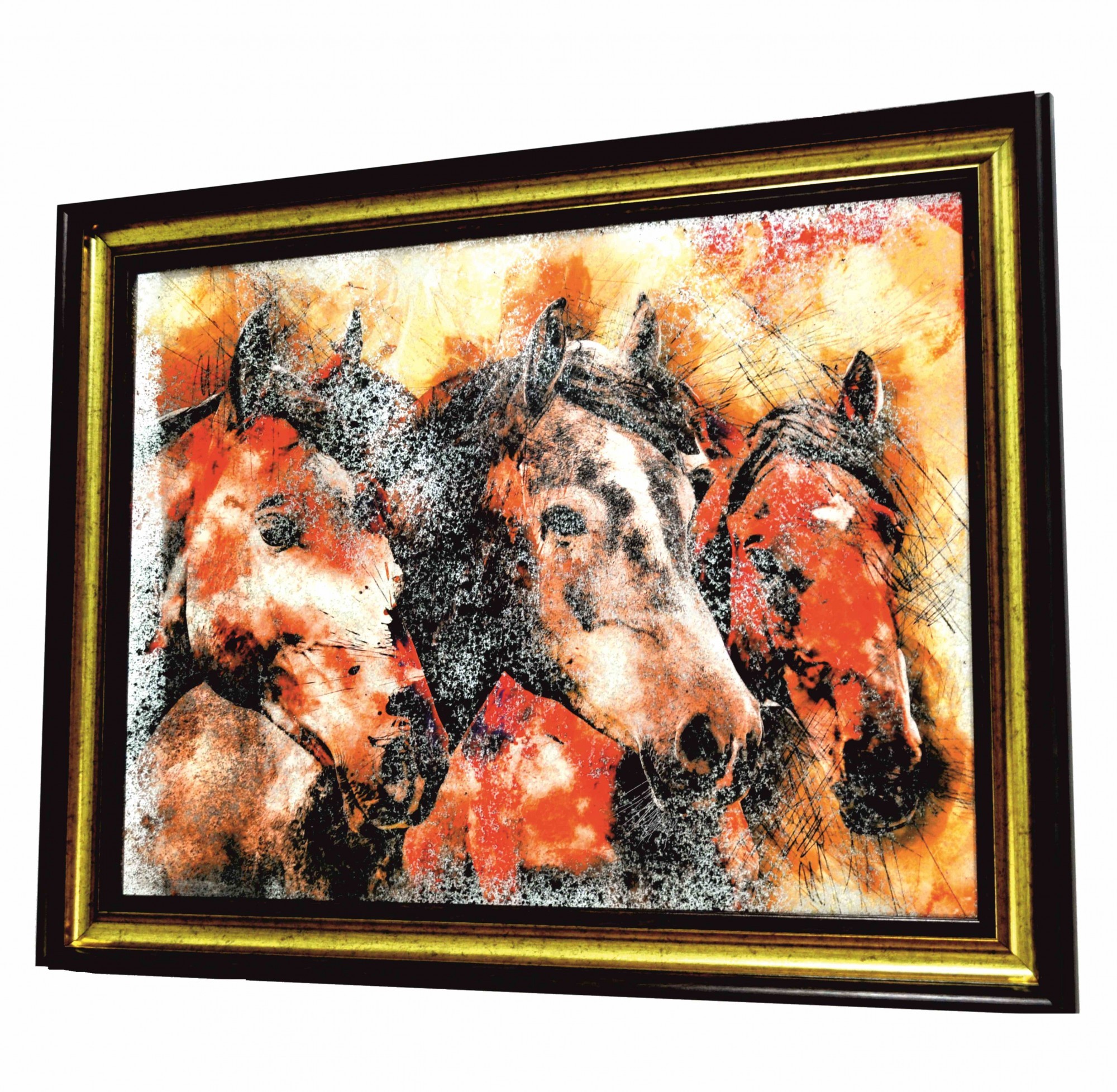 

Картина на зеркале SEAPS Three Horses In Gold 95х75 см
