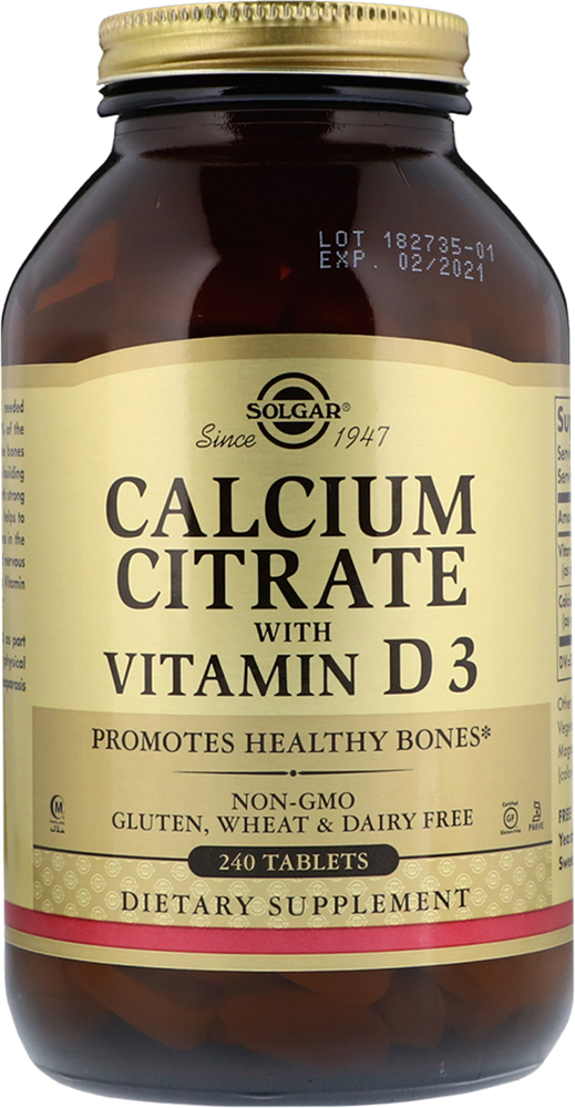 

Натуральная добавка Solgar Calcium Citrate with Vitamin D3 Цитрат кальция + Витамин D3 240 таблеток (033984004320)