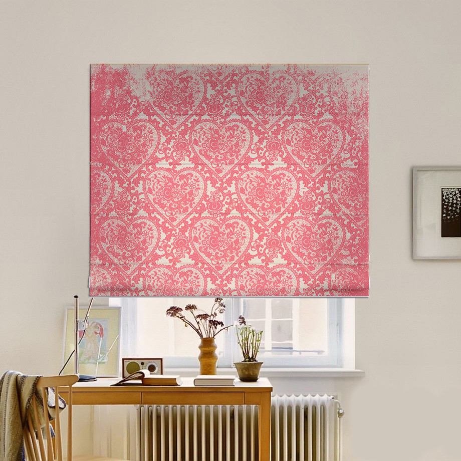 

Римская штора система Classic InHt Фотопечать Гипюр сердце 02-288 Блэкаут 40х170 см