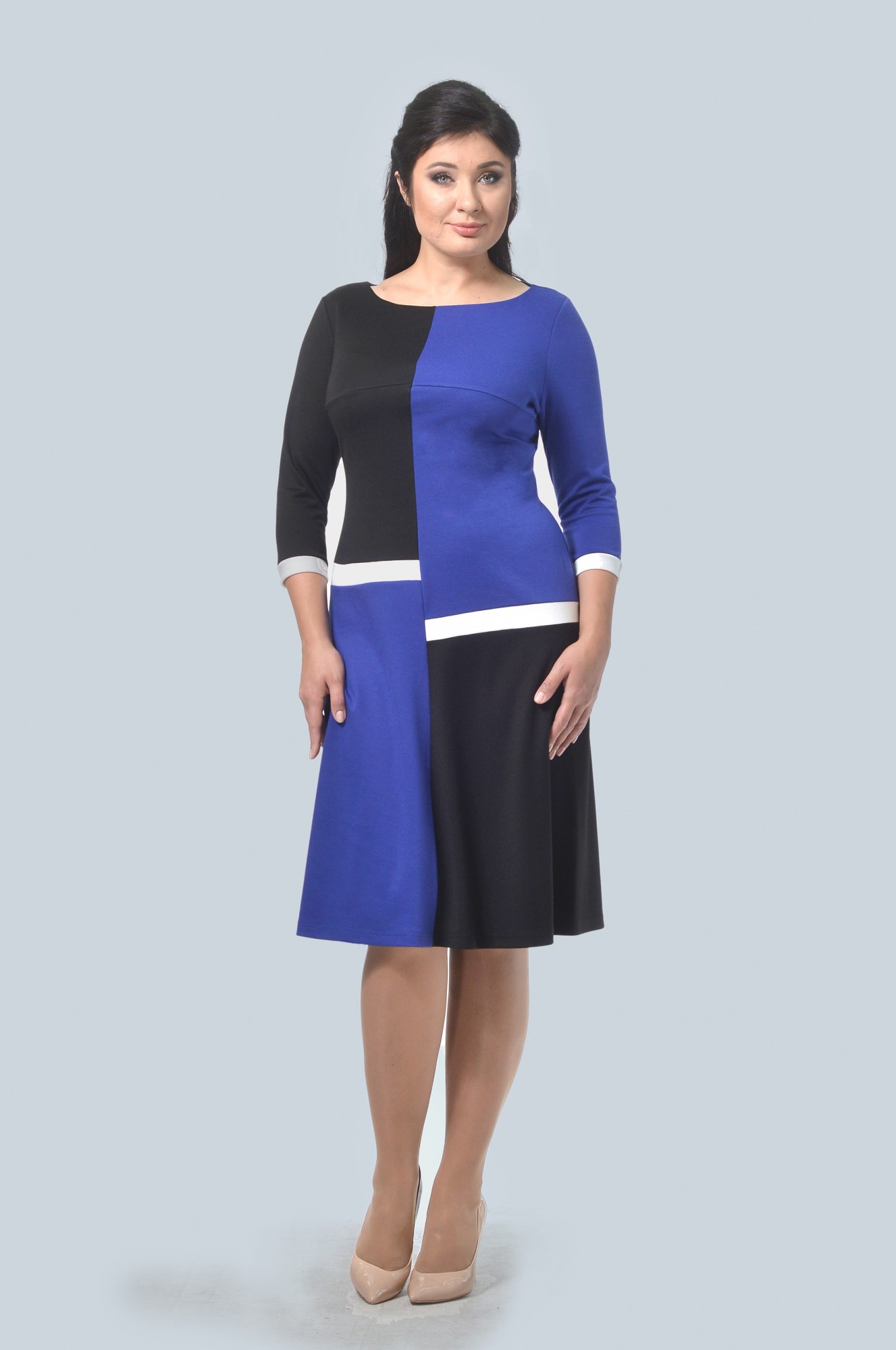 

Женские платье Alika Kruss, Альфа электрик + принт на черном 5XL