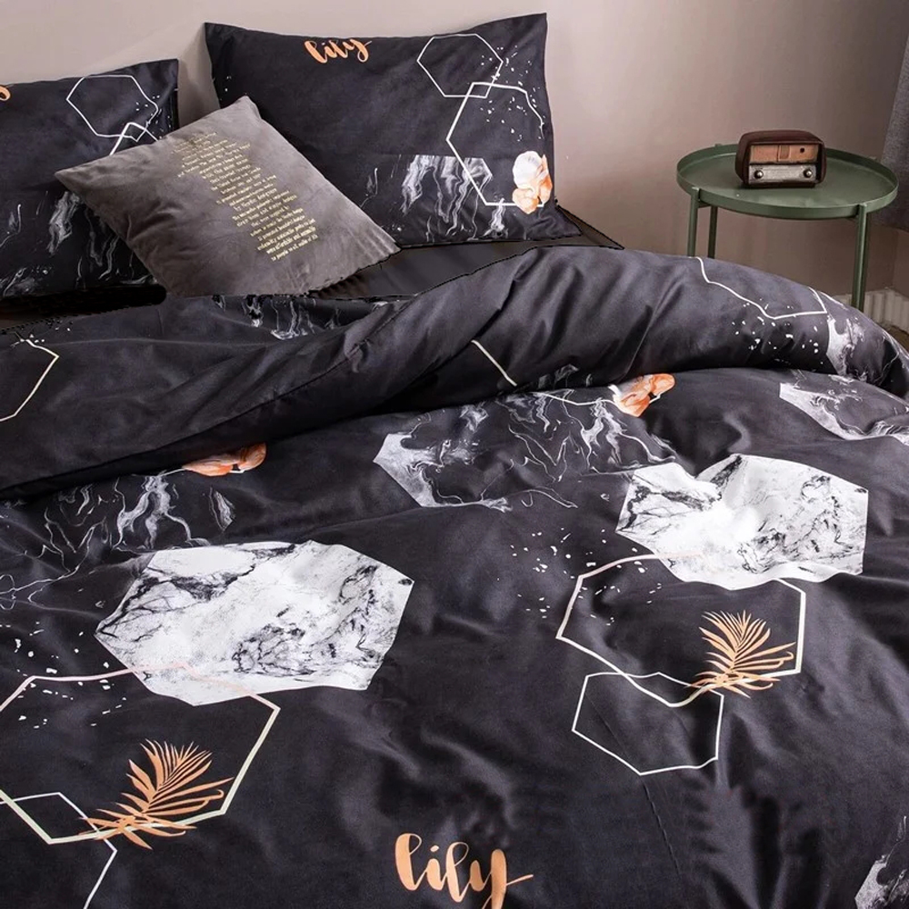 

Комплект постельного белья MirSon Бязь Premium 17-0309 Black marble 2-спальный
