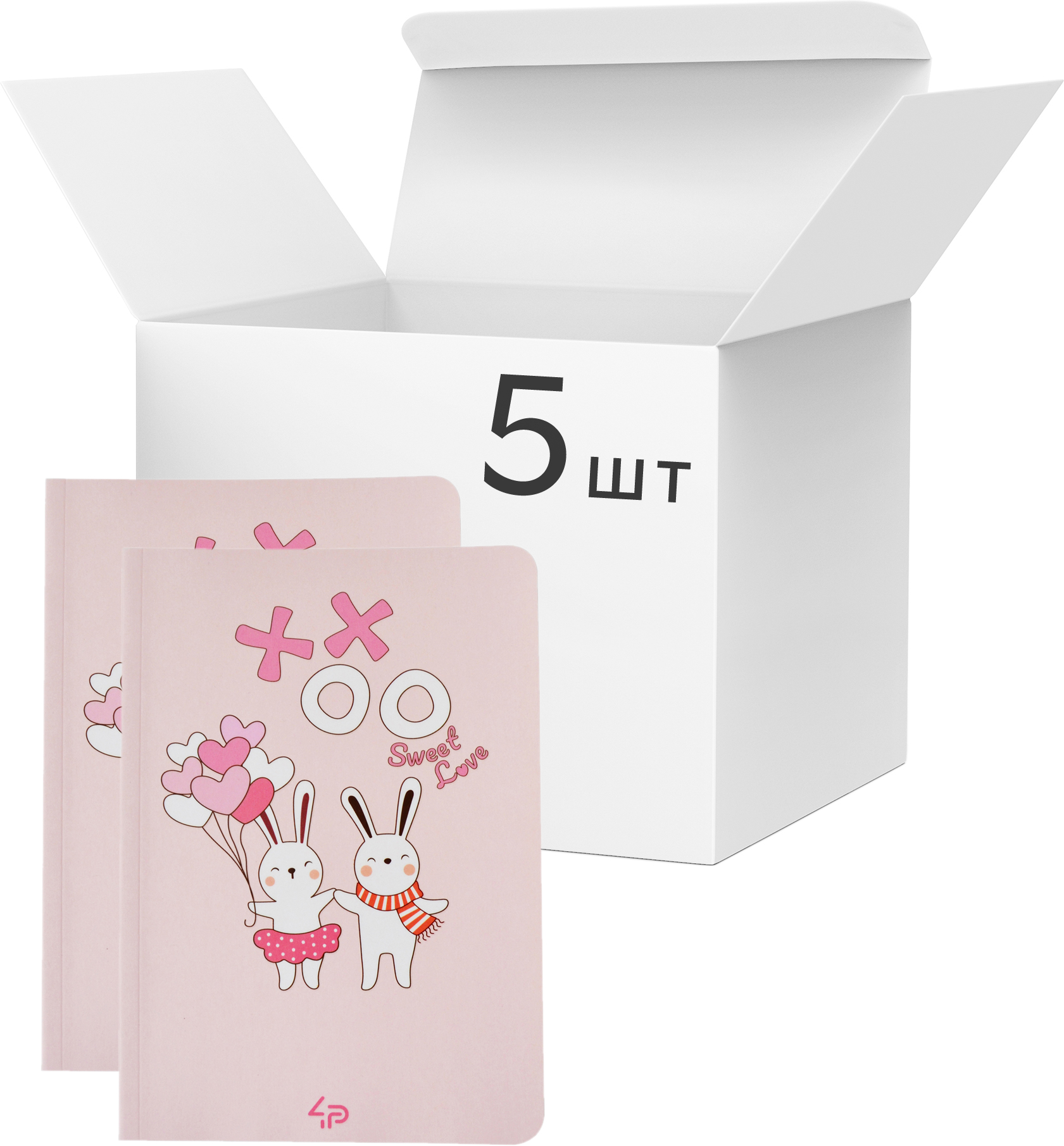 

Упаковка блокнотов 4Profi Profiplan Sweet love note А6 в клетку 40 листов Rebbits 5 шт (904266)
