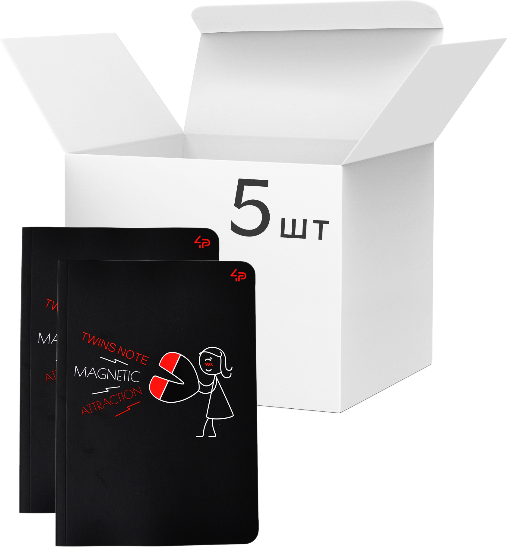 

Упаковка блокнотов 4Profi Profiplan Twins series А5 в клетку 40 листов Attracted 5 шт (904372)