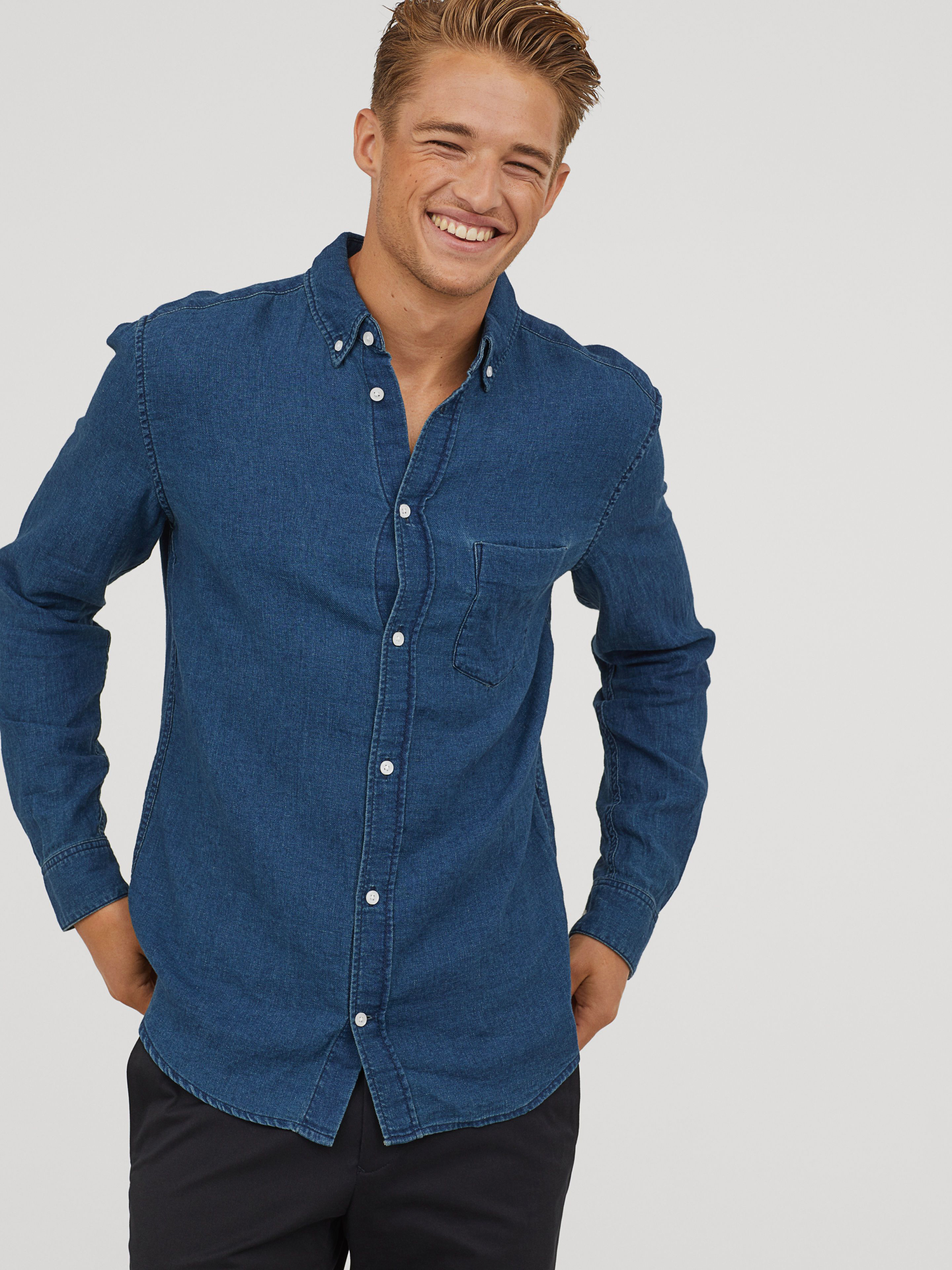 

Рубашка джинсовая H&M 5968507-ACXD L Синяя